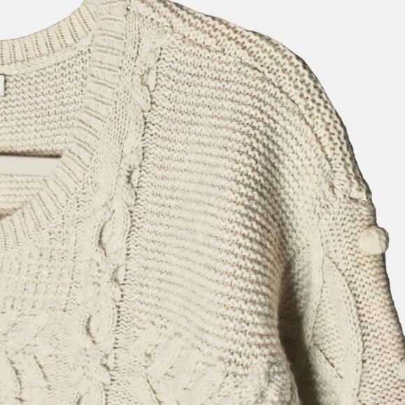 Madewell Open-Side Bobble Pullover Cream Chunky Wool Sweater Sz XXS - Picture 8 of 13